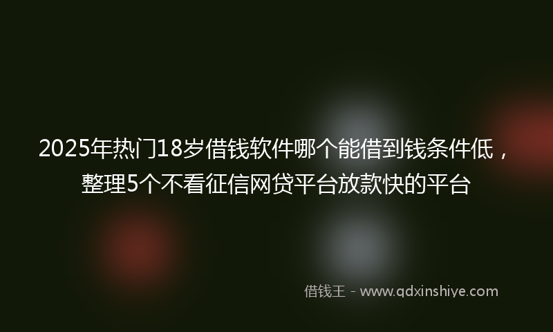 2025年热门18岁借钱软件哪个能借到钱条件低，整理5个不看征信网贷平台放款快的平台