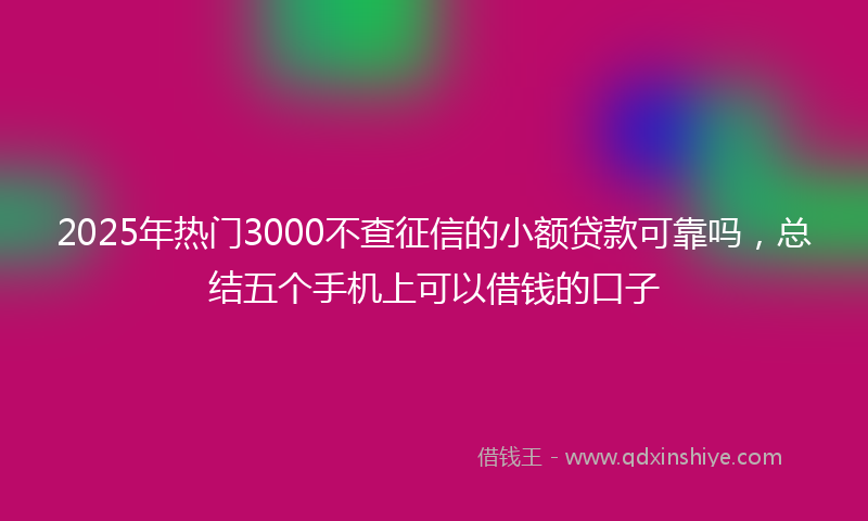 2025年热门3000不查征信的小额贷款可靠吗，总结五个手机上可以借钱的口子