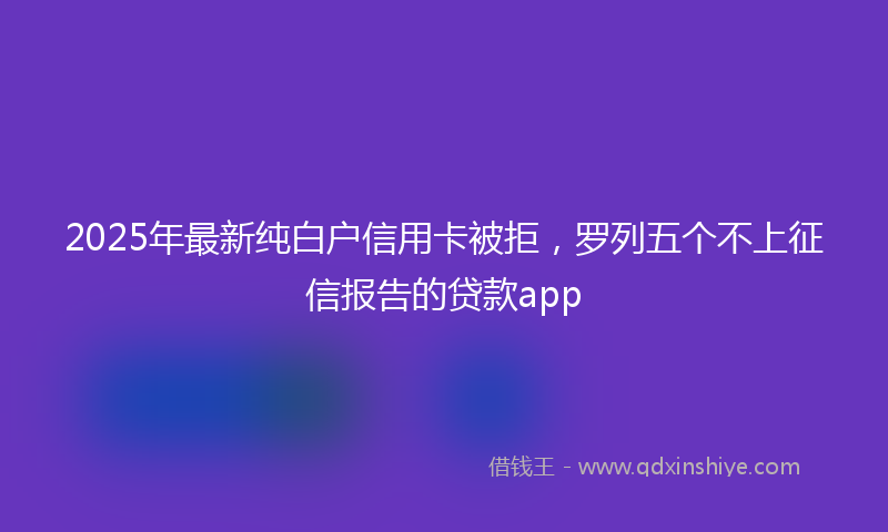 2025年最新纯白户信用卡被拒，罗列五个不上征信报告的贷款app