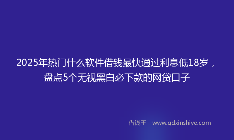 2025年热门什么软件借钱最快通过利息低18岁，盘点5个无视黑白必下款的网贷口子