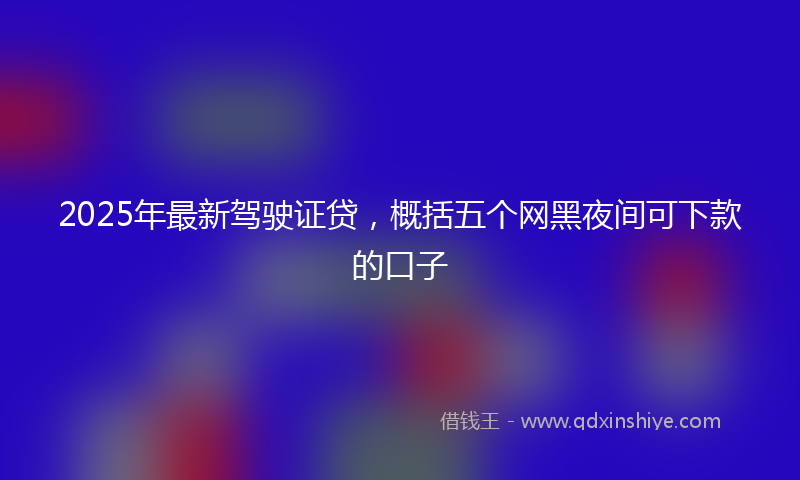 2025年最新驾驶证贷,概括五个网黑夜间可下款的口子