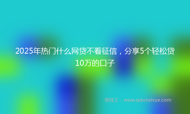 2025年热门什么网贷不看征信，分享5个轻松贷10万的口子