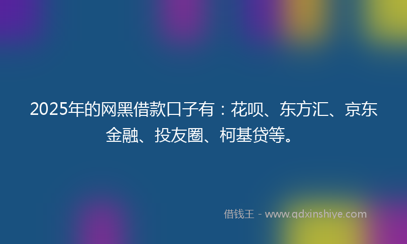 2025年的网黑借款口子有：花呗、东方汇、京东金融、投友圈、柯基贷等。
