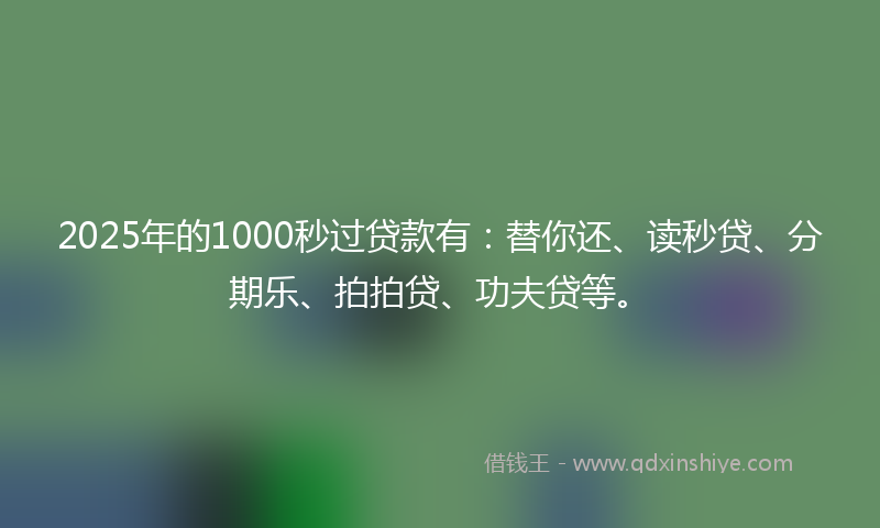 2025年的1000秒过贷款有：替你还、读秒贷、分期乐、拍拍贷、功夫贷等。