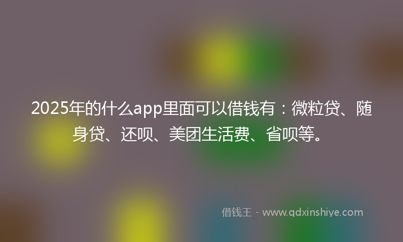 2025年的什么app里面可以借钱有：微粒贷、随身贷、还呗、美团生活费、省呗等。