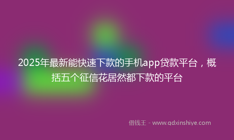2025年最新能快速下款的手机app贷款平台，概括五个征信花居然都下款的平台
