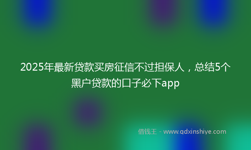 2025年最新贷款买房征信不过担保人，总结5个黑户贷款的口子必下app