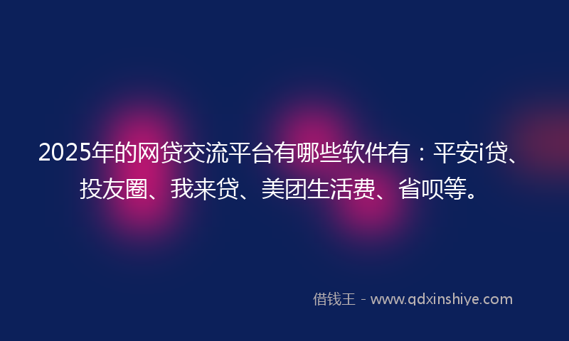 2025年的网贷交流平台有哪些软件有：平安i贷、投友圈、我来贷、美团生活费、省呗等。