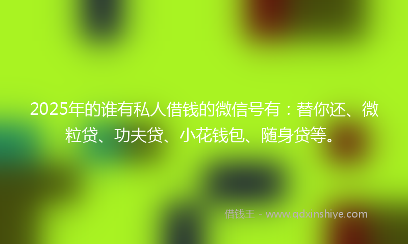 2025年的谁有私人借钱的微信号有：替你还、微粒贷、功夫贷、小花钱包、随身贷等。