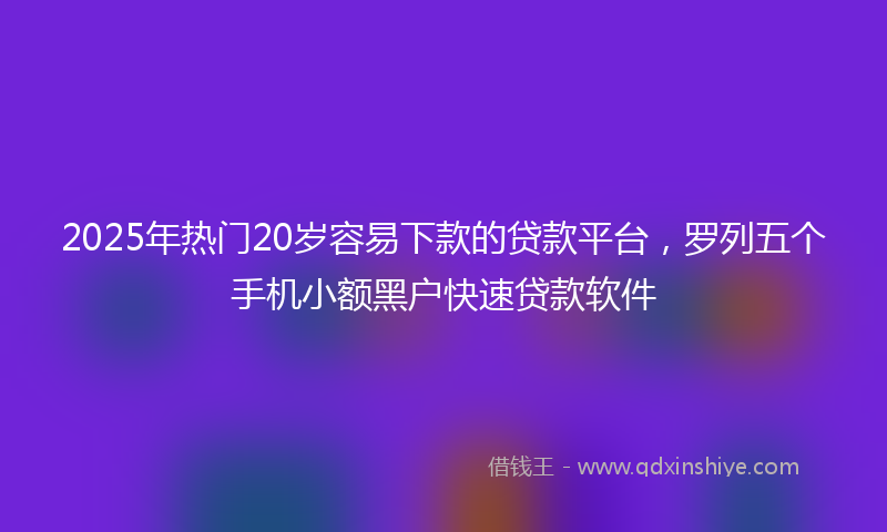 2025年热门20岁容易下款的贷款平台，罗列五个手机小额黑户快速贷款软件