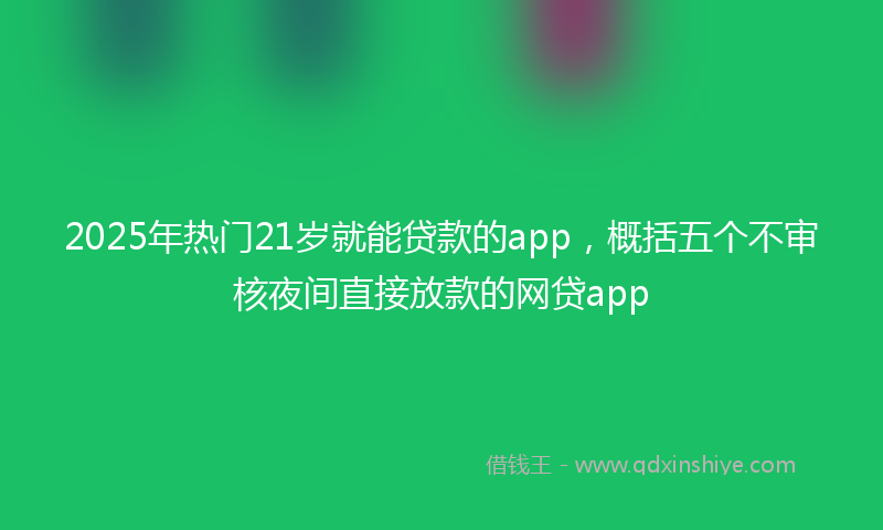 2025年热门21岁就能贷款的app，概括五个不审核夜间直接放款的网贷app