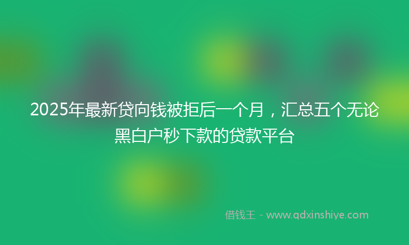 2025年最新贷向钱被拒后一个月，汇总五个无论黑白户秒下款的贷款平台