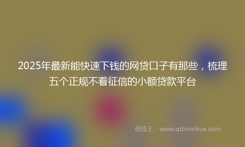 2025年最新能快速下钱的网贷口子有那些，梳理五个正规不看征信的小额贷款平台