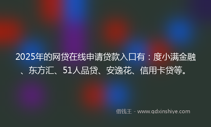 2025年的网贷在线申请贷款入口有：度小满金融、东方汇、51人品贷、安逸花、信用卡贷等。