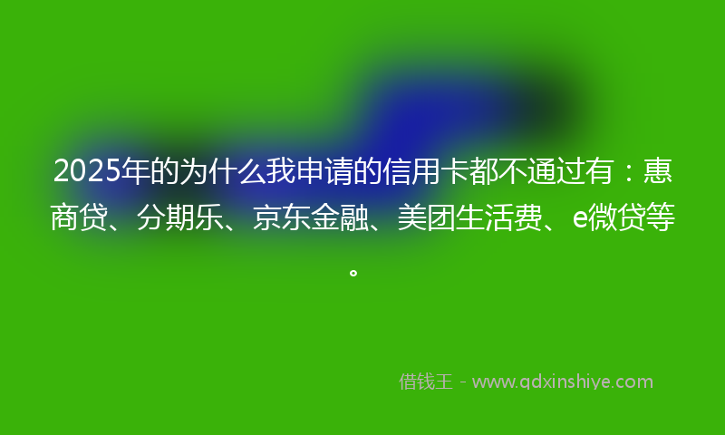 2025年的为什么我申请的信用卡都不通过有：惠商贷、分期乐、京东金融、美团生活费、e微贷等。