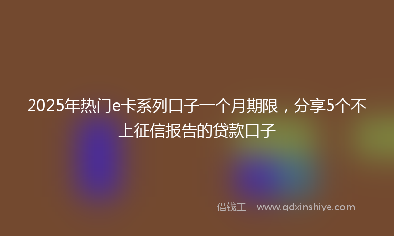 2025年热门e卡系列口子一个月期限，分享5个不上征信报告的贷款口子