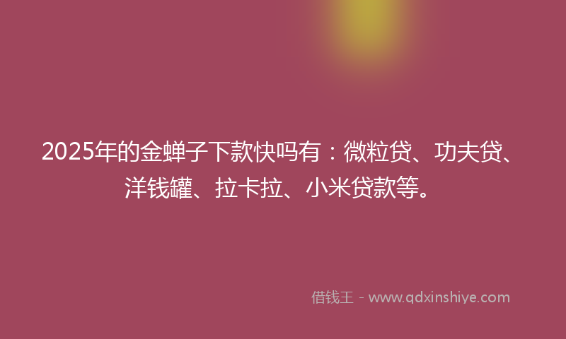 2025年的金蝉子下款快吗有：微粒贷、功夫贷、洋钱罐、拉卡拉、小米贷款等。