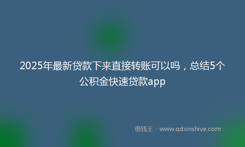 2025年最新贷款下来直接转账可以吗，总结5个公积金快速贷款app