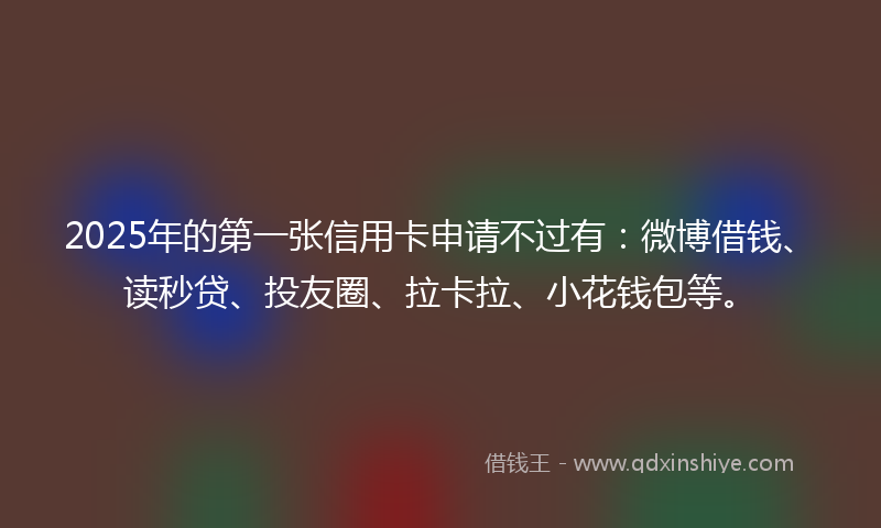 2025年的第一张信用卡申请不过有：微博借钱、读秒贷、投友圈、拉卡拉、小花钱包等。