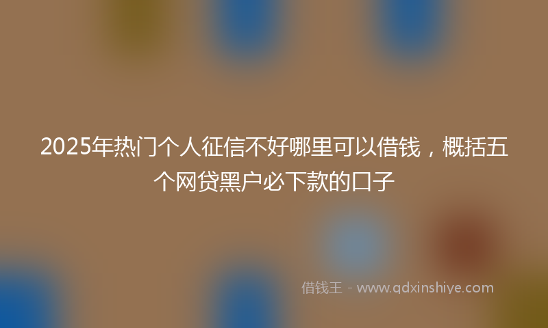 2025年热门个人征信不好哪里可以借钱，概括五个网贷黑户必下款的口子
