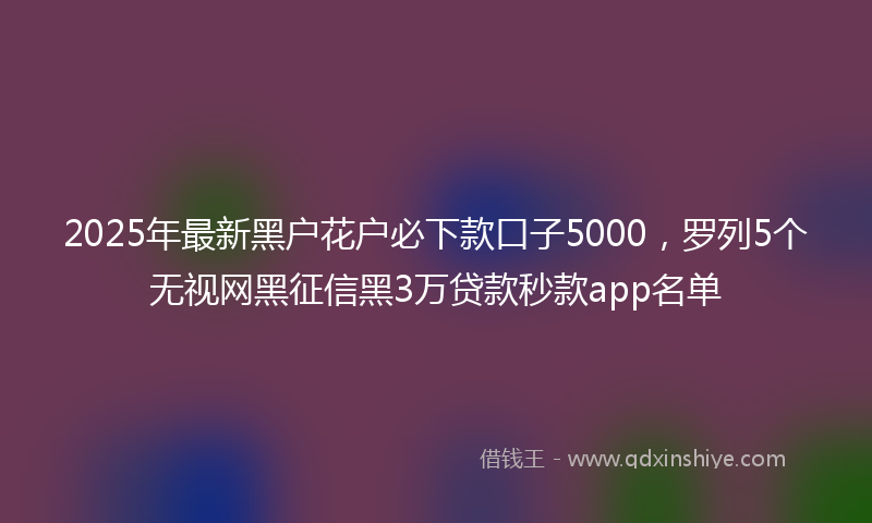 2025年最新黑户花户必下款口子5000，罗列5个无视网黑征信黑3万贷款秒款app名单
