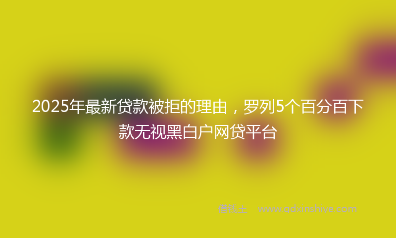 2025年最新贷款被拒的理由，罗列5个百分百下款无视黑白户网贷平台