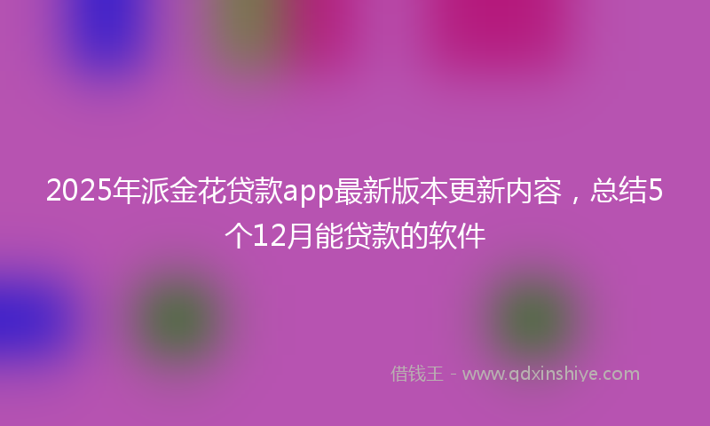 2025年派金花贷款app最新版本更新内容，总结5个12月能贷款的软件