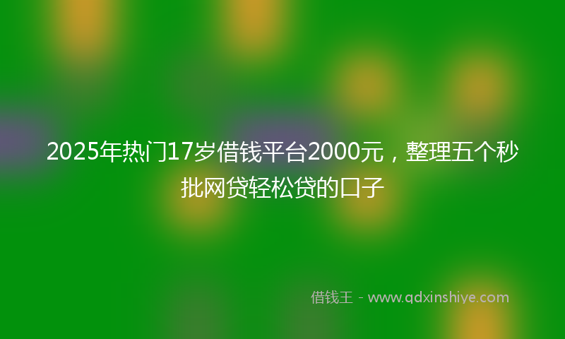 2025年热门17岁借钱平台2000元，整理五个秒批网贷轻松贷的口子