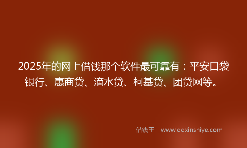 2025年的网上借钱那个软件最可靠有：平安口袋银行、惠商贷、滴水贷、柯基贷、团贷网等。