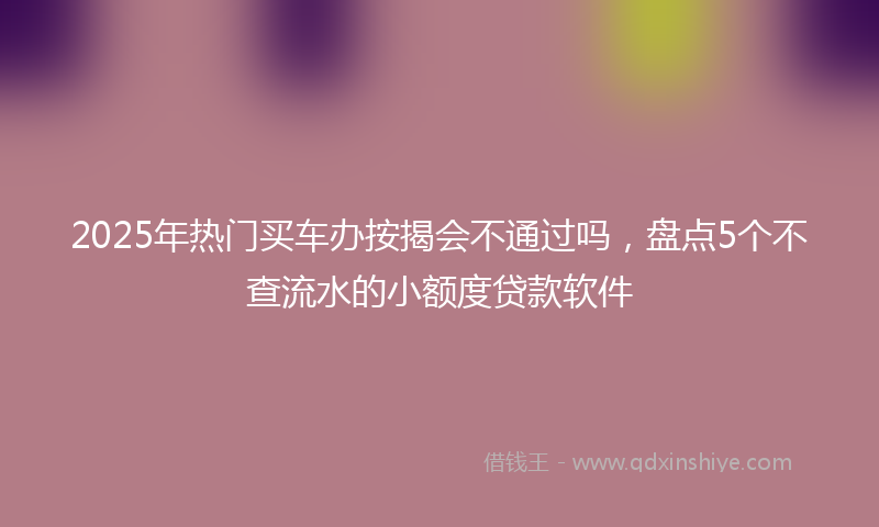 2025年热门买车办按揭会不通过吗，盘点5个不查流水的小额度贷款软件