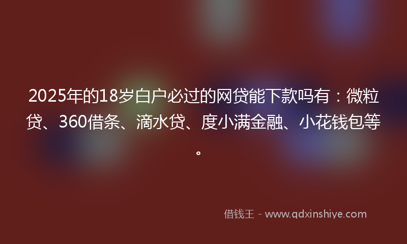 2025年的18岁白户必过的网贷能下款吗有：微粒贷、360借条、滴水贷、度小满金融、小花钱包等。