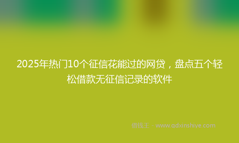2025年热门10个征信花能过的网贷，盘点五个轻松借款无征信记录的软件