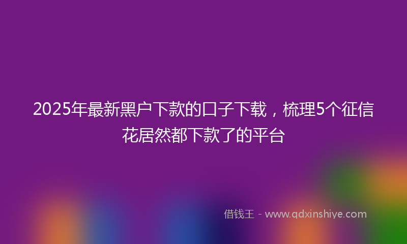 2025年最新黑户下款的口子下载，梳理5个征信花居然都下款了的平台