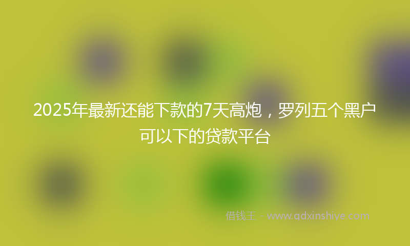 2025年最新还能下款的7天高炮，罗列五个黑户可以下的贷款平台
