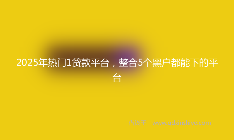2025年热门1贷款平台，整合5个黑户都能下的平台