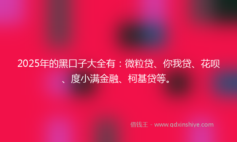 2025年的黑口子大全有：微粒贷、你我贷、花呗、度小满金融、柯基贷等。