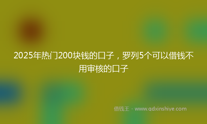 2025年热门200块钱的口子，罗列5个可以借钱不用审核的口子