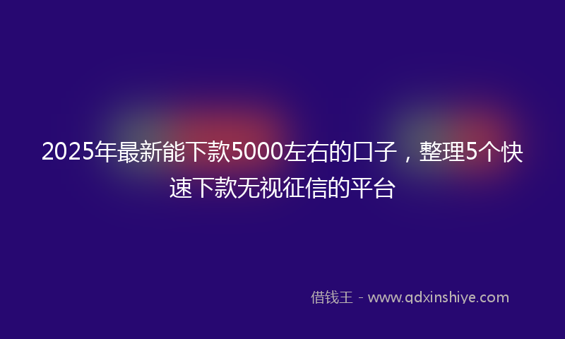 2025年最新能下款5000左右的口子，整理5个快速下款无视征信的平台