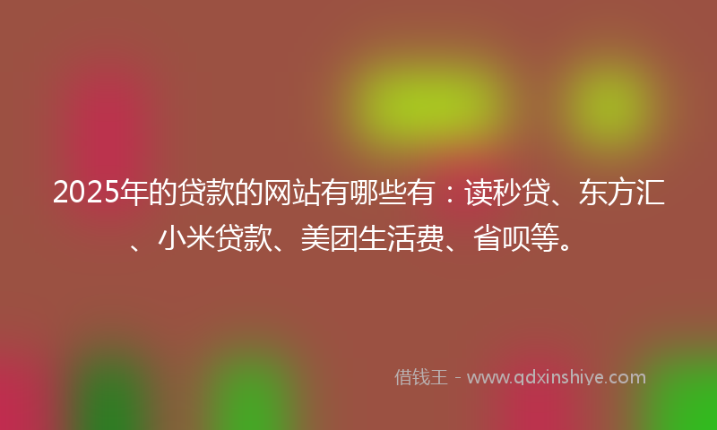 2025年的贷款的网站有哪些有：读秒贷、东方汇、小米贷款、美团生活费、省呗等。
