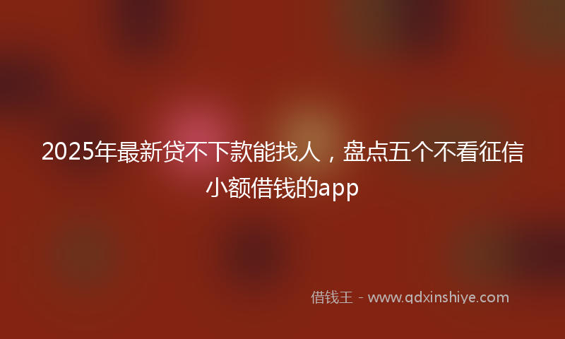 2025年最新贷不下款能找人，盘点五个不看征信小额借钱的app