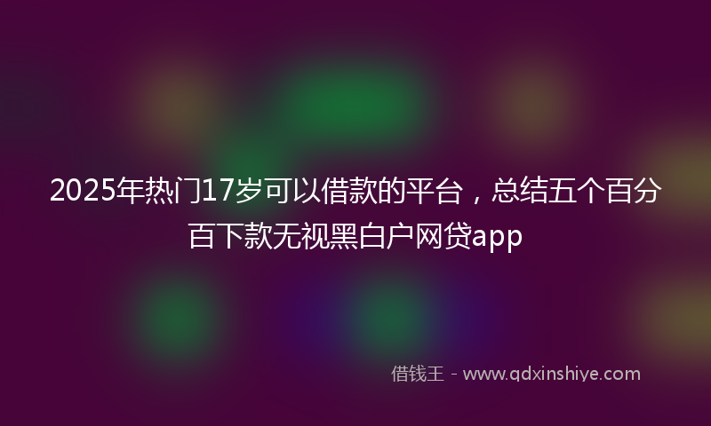 2025年热门17岁可以借款的平台，总结五个百分百下款无视黑白户网贷app