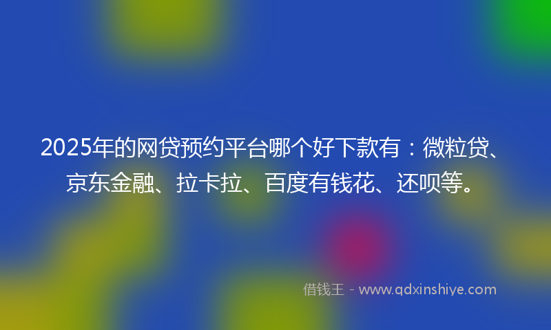 2025年的网贷预约平台哪个好下款有：微粒贷、京东金融、拉卡拉、百度有钱花、还呗等。