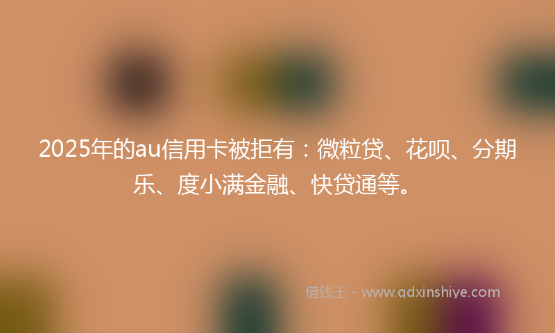 2025年的au信用卡被拒有：微粒贷、花呗、分期乐、度小满金融、快贷通等。