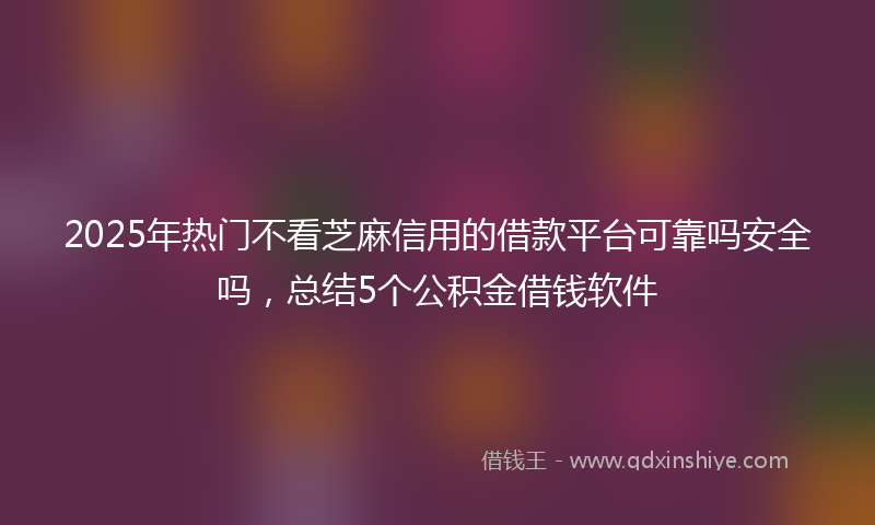 2025年热门不看芝麻信用的借款平台可靠吗安全吗，总结5个公积金借钱软件