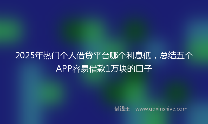 2025年热门个人借贷平台哪个利息低，总结五个APP容易借款1万块的口子
