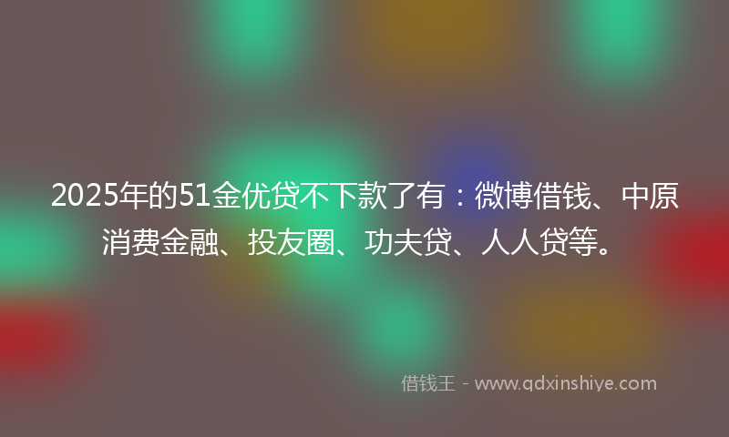 2025年的51金优贷不下款了有：微博借钱、中原消费金融、投友圈、功夫贷、人人贷等。