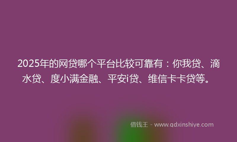 2025年的网贷哪个平台比较可靠有：你我贷、滴水贷、度小满金融、平安i贷、维信卡卡贷等。
