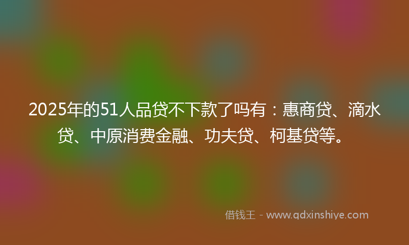2025年的51人品贷不下款了吗有：惠商贷、滴水贷、中原消费金融、功夫贷、柯基贷等。