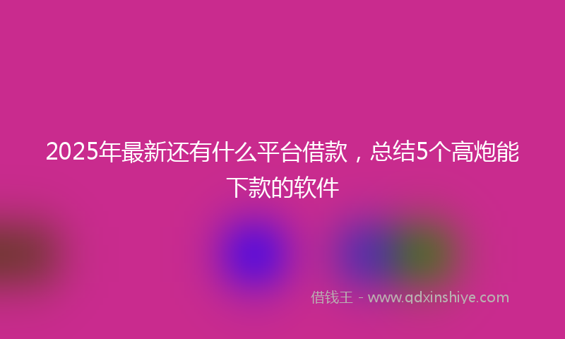 2025年最新还有什么平台借款，总结5个高炮能下款的软件
