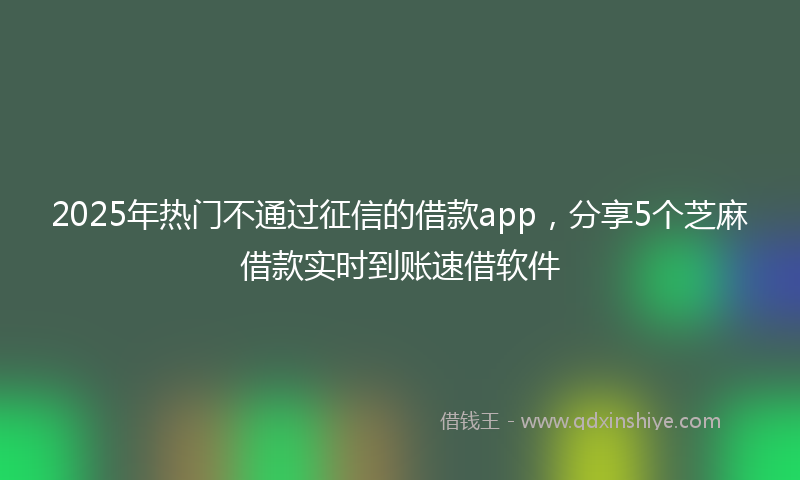 2025年热门不通过征信的借款app，分享5个芝麻借款实时到账速借软件